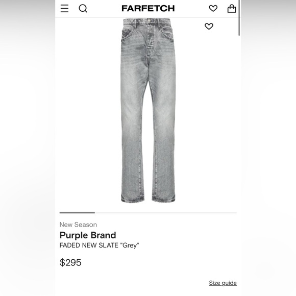 purple brand jeans style #P005 grey 38 x 34 excellent condition no stains/ tears - Picture 4 of 4